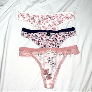 Set of 3 Thongs La Vie En Rose (Brand New)